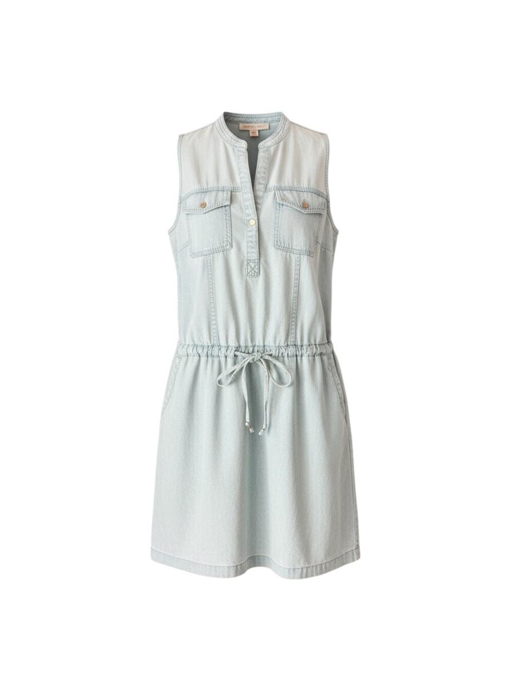 Michael Kors Powderwash Chambray Utility Dress, Size M